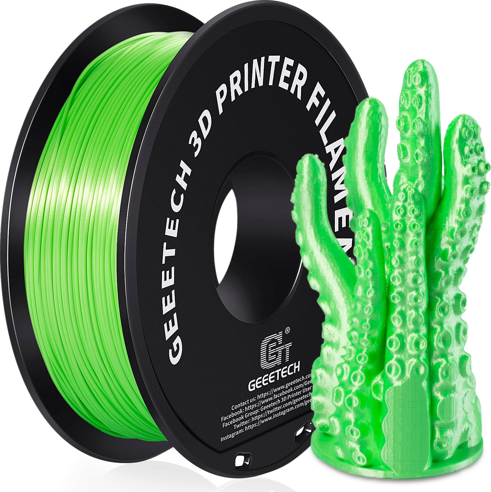 GEEETECH  PLA Silk Green, 1,75 mm / 1000 g    Einfach zu verarbeitendes Seidenfilament