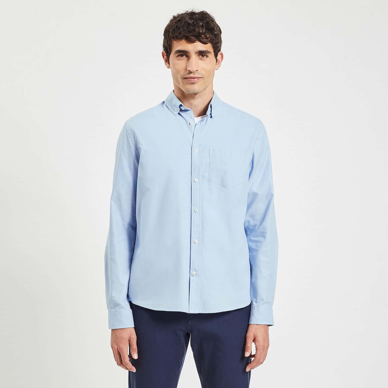 Chemise oxford unie 'le parfait by JULES' coton bi Bleu clair