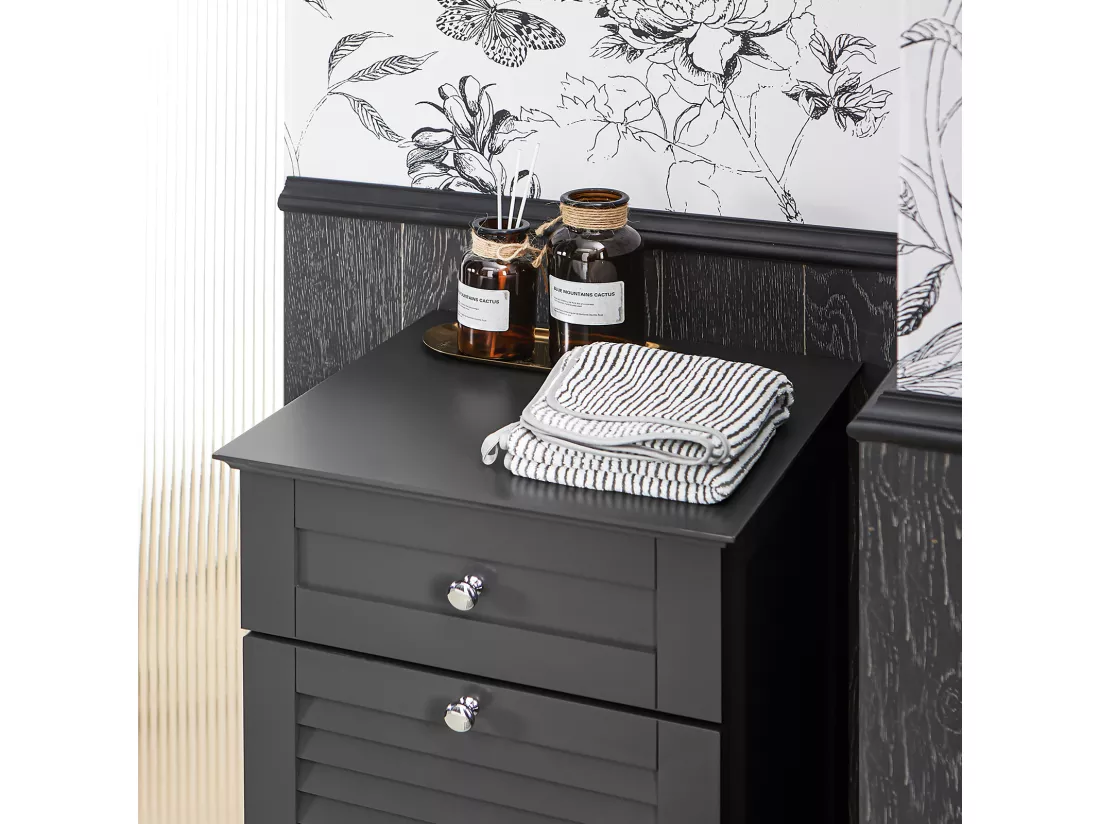SoBuy Meuble Bas de Salle de Bain Armoire Toilette avec 1 Tiroir et 1 Panier à Linge, BZR73-DG