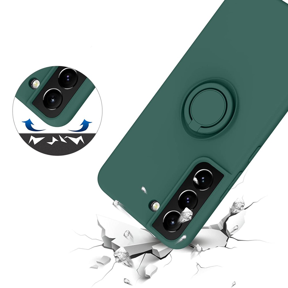 Samsung Galaxy S22 5G Silikon Case Hülle   Kickstand Haltering - Schwarz