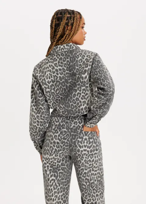 Jacket met leopard print grijs (GRS)