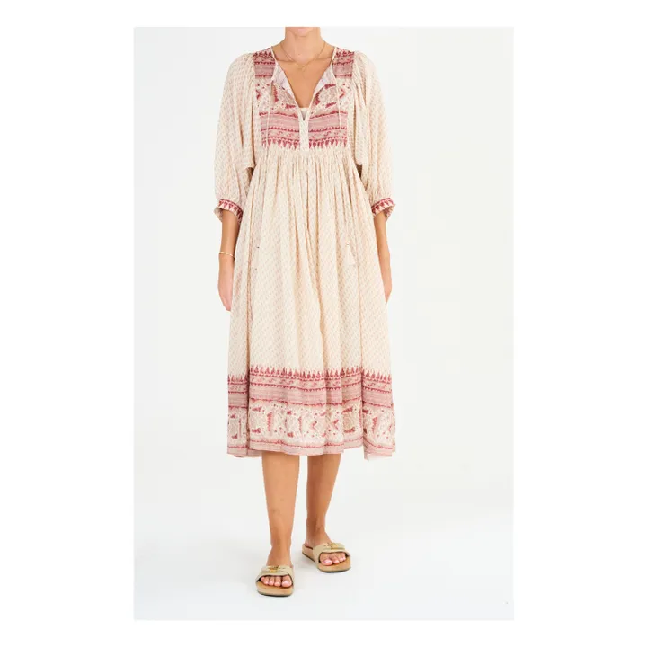 M.A.B.E. Robe Longue Brodée Ode | Rose poudré