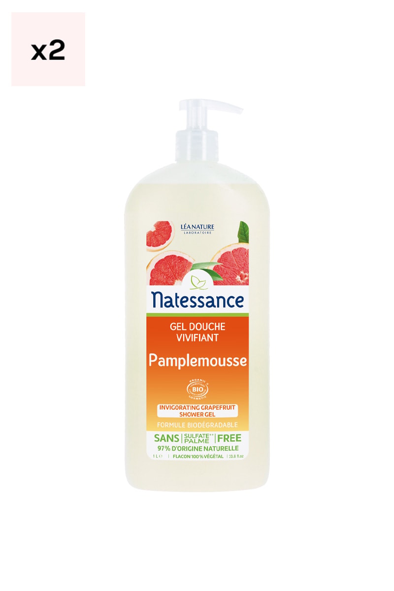 Gels douche rafraîchissants bio - Pamplemousse - 2 x 1 L