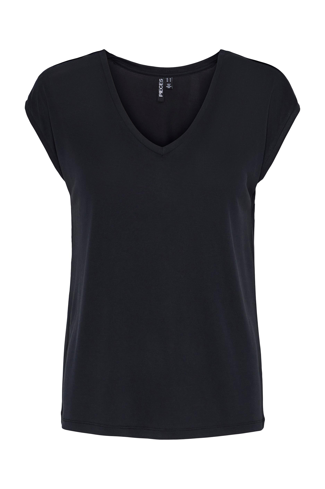 Camiseta básica em MODAL-TENCEL. Mangas curtas e decote em V.
