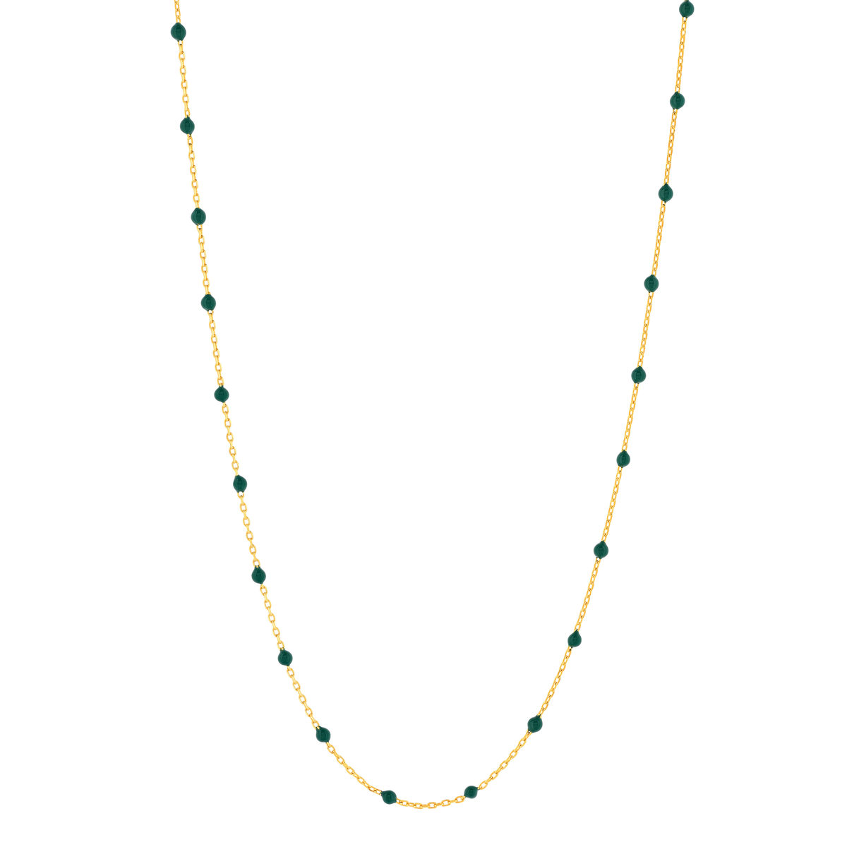 Sautoir plaqué or résine verte 60 cm