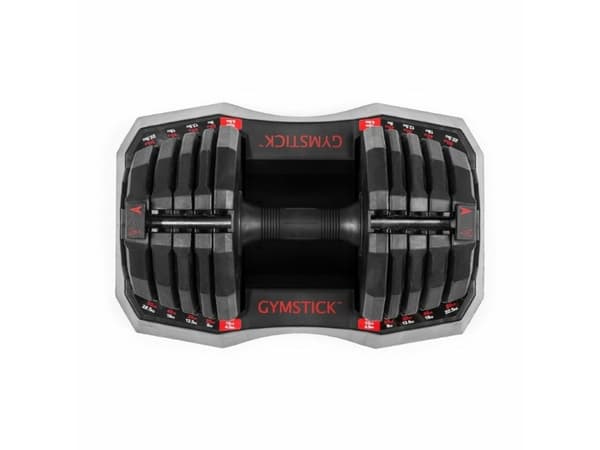 Gymstick 61031, justerbar dumbbell, Sort, Rød, Akrylonitril-butadien-styren (ABS), Termoplastisk gummi (TPR), Nylon, 22,5 kg, 440 x 280 x 215 mm