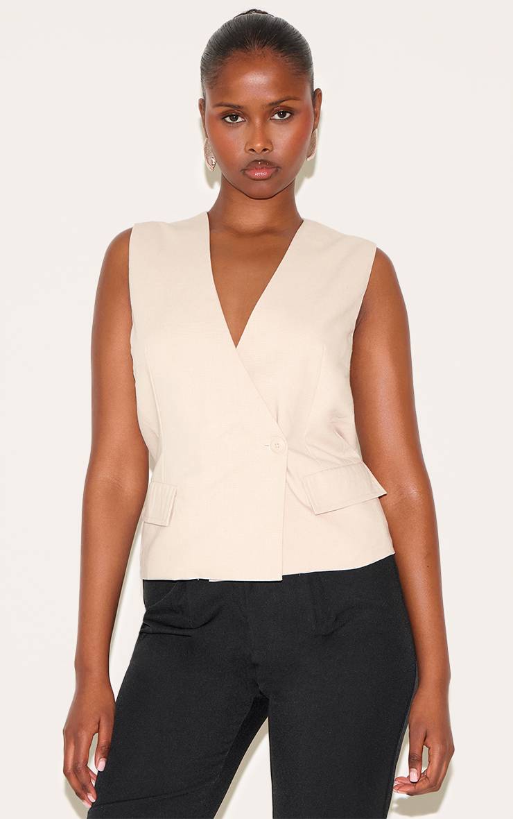 Sable Gilet Asymétrique Coupe Boxy