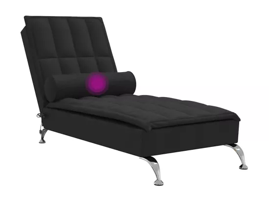 Chaise longue de massage avec traversin noir tissu
