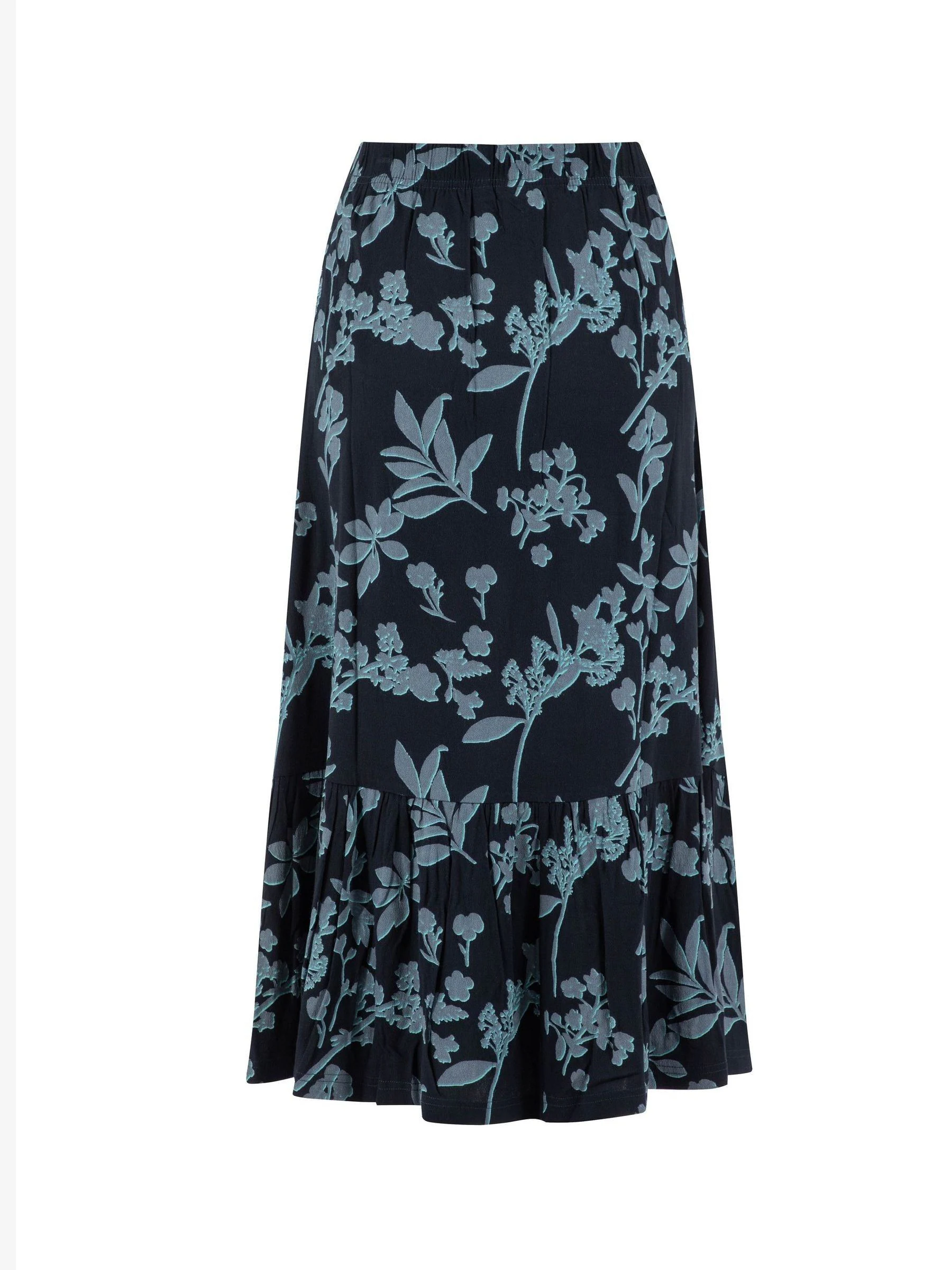 Blauw - Weird Fish Minnerve Tiered Printed Midi Skirt