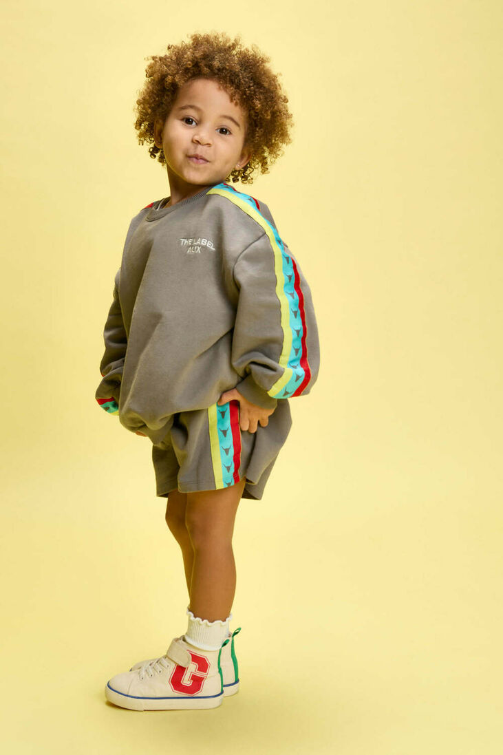 ALIX MINI donkergrijze alix mini korte broek knitted stripe tape sweat short