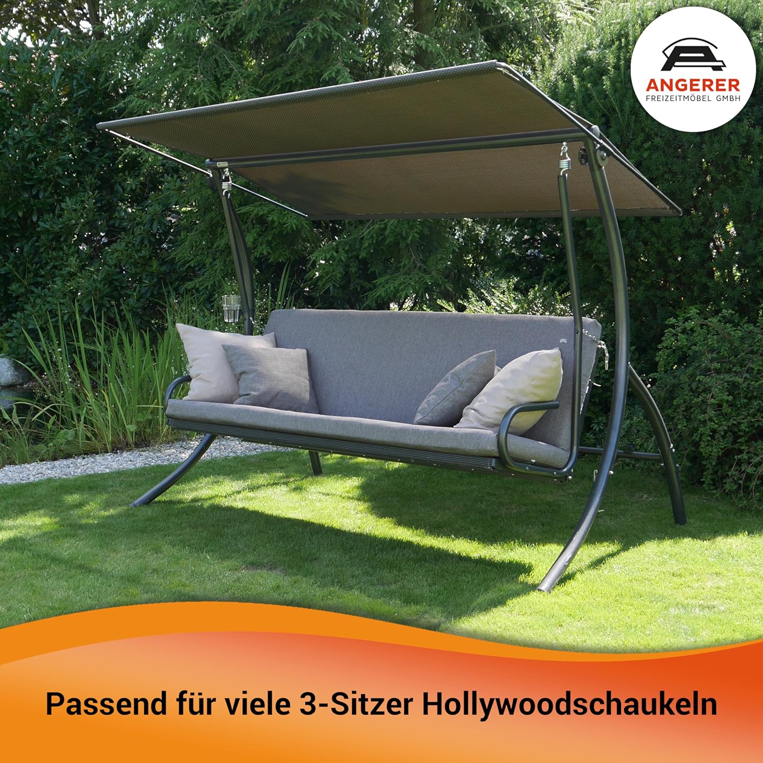 Angerer Freizeitmöbel GmbH Hollywoodschaukel Auflage Drift Smart - passend für viele 3-Sitzer Hollywoodschaukeln - Schaukelauflage Made in Germany (Blau)