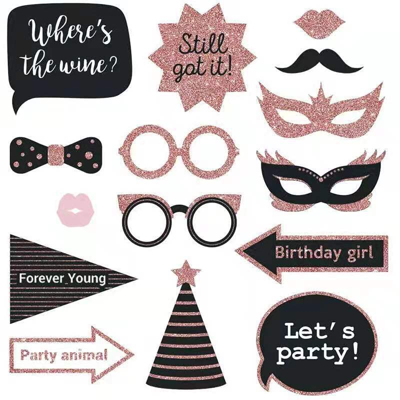 (30er Set) Photo Booth Fotorequisiten Happy Birthday Party Foto Accessoires Dekorationen für lustige Bilder - Geburtstag