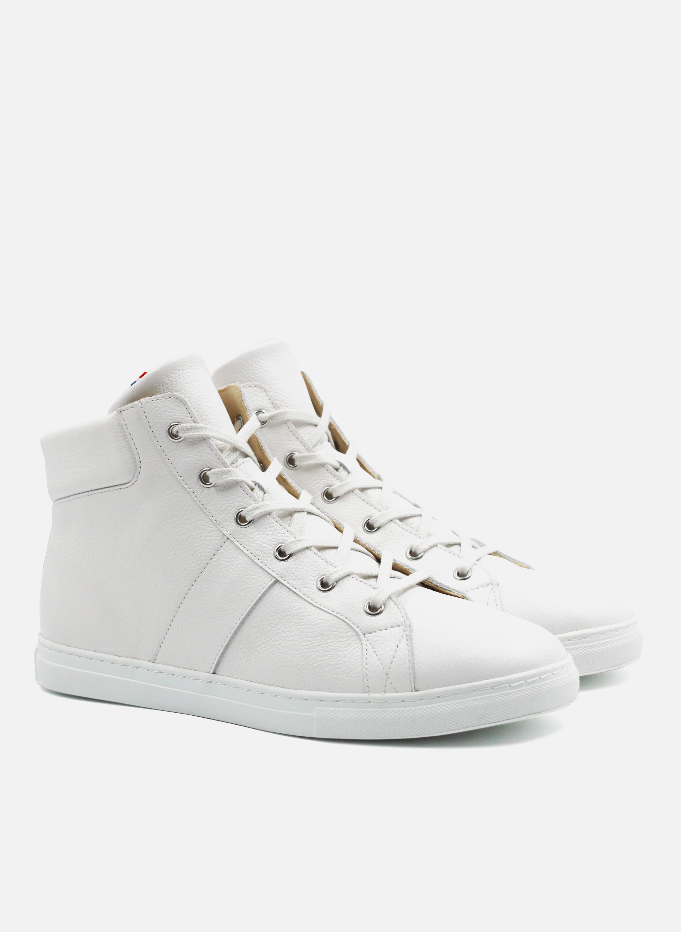 Baskets montantes mif cuir grainé | Blanc