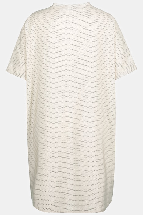 Lyocell-Bluse, Punkte, Oversized, Rundhals, Halbarm