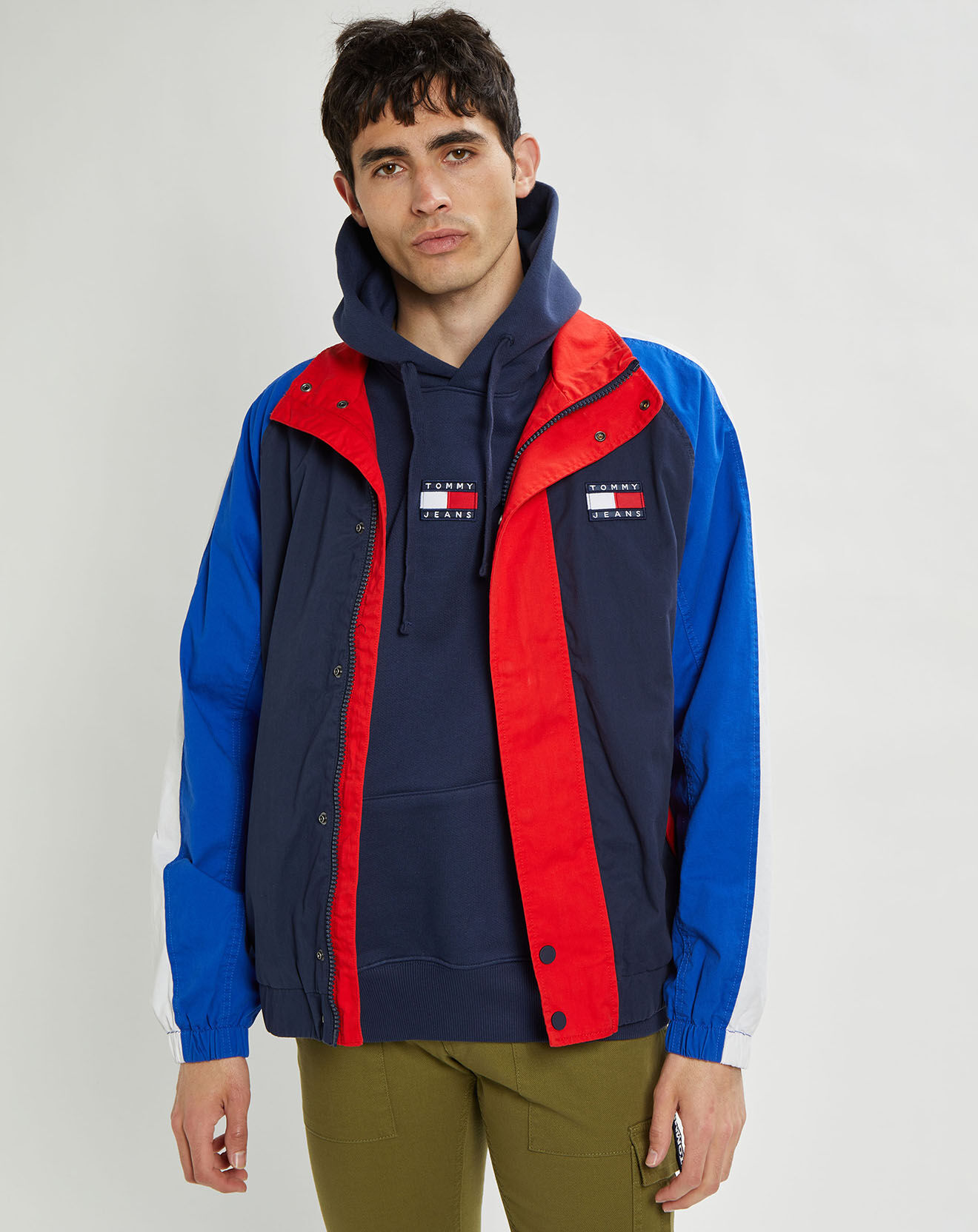Tommy Jeans Blouson colorblock badge bleu/rouge