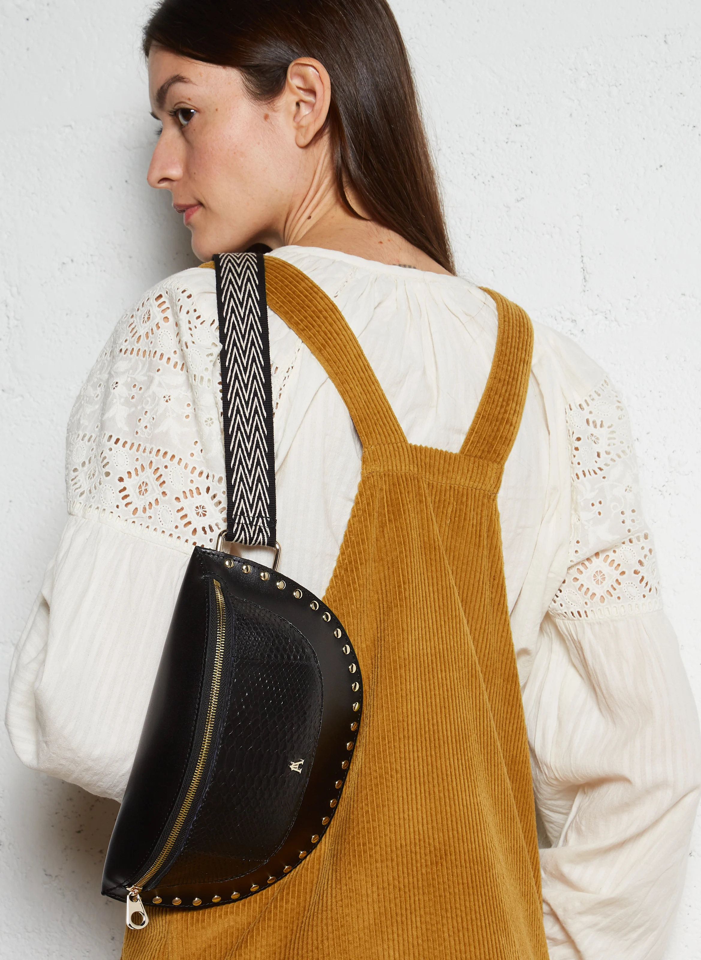 SMILE - Sac banane en cuir | Noir
