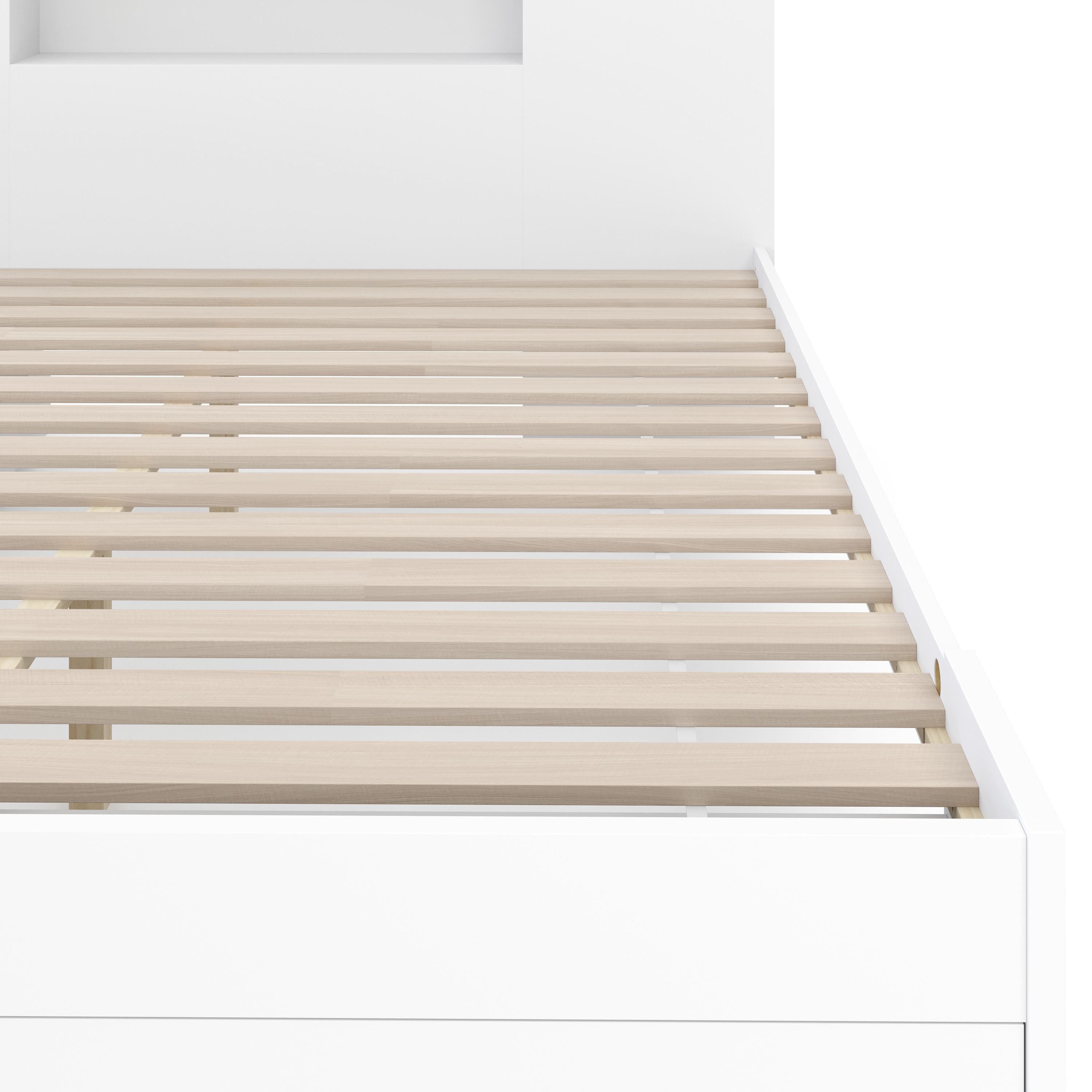 Bett Holz MADELYN mit Stauraum und Schublade 160 x 200 cm weiss
