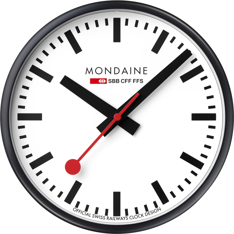 Mondaine Wanduhr, Ø 25 cm, schwarz
