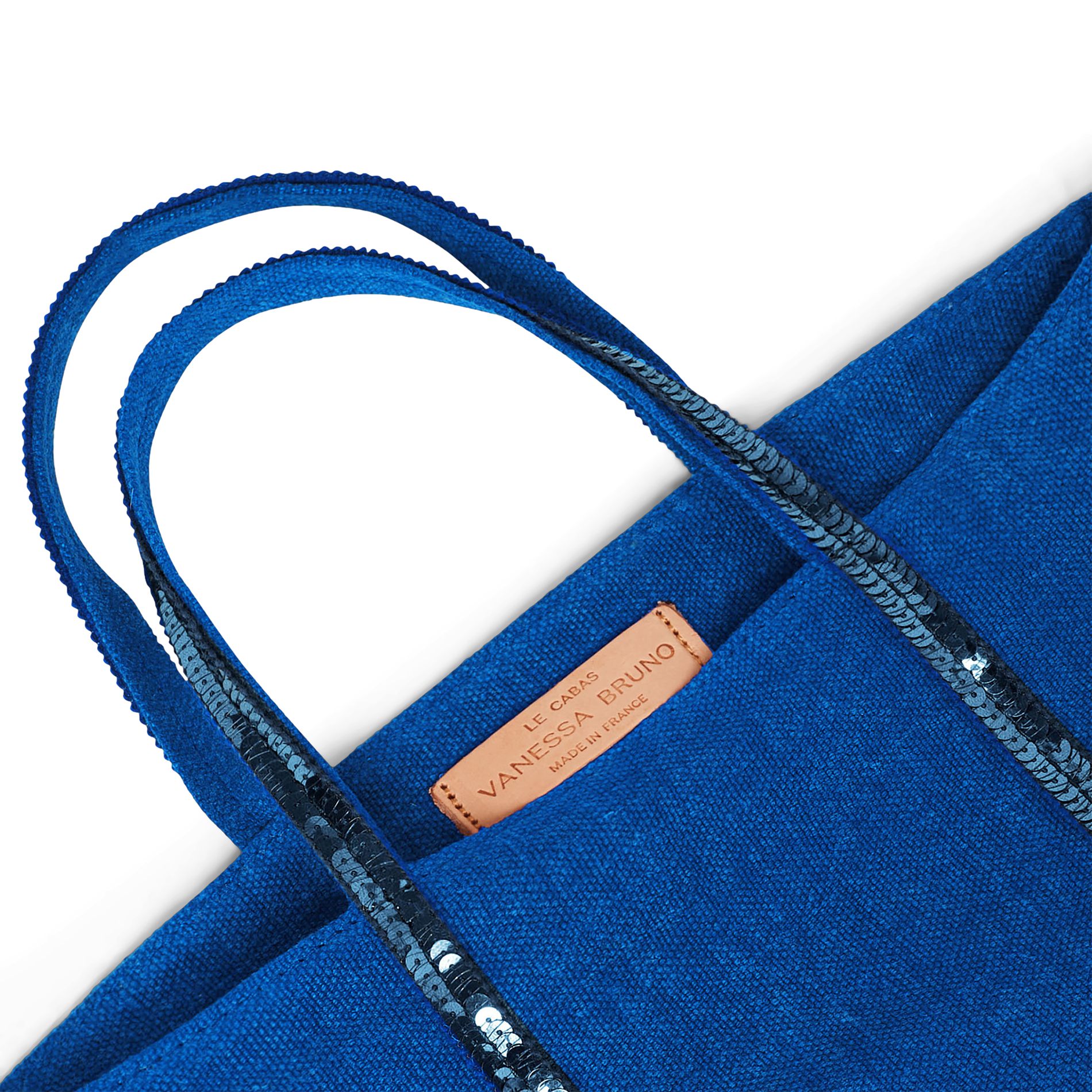 Sac cabas S à sequins en lin| Bleu