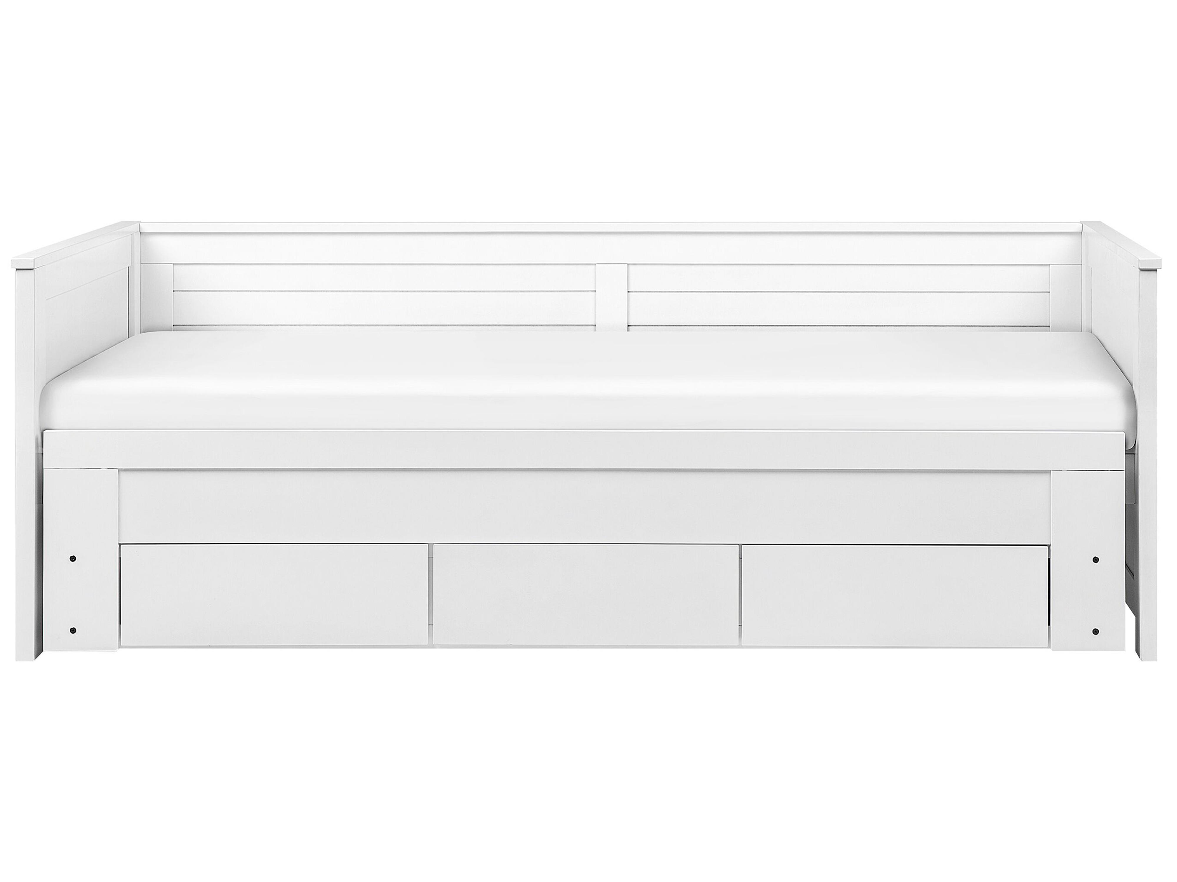 Bed met opbergladen Hout CAHORS 90 x 200 cm Wit