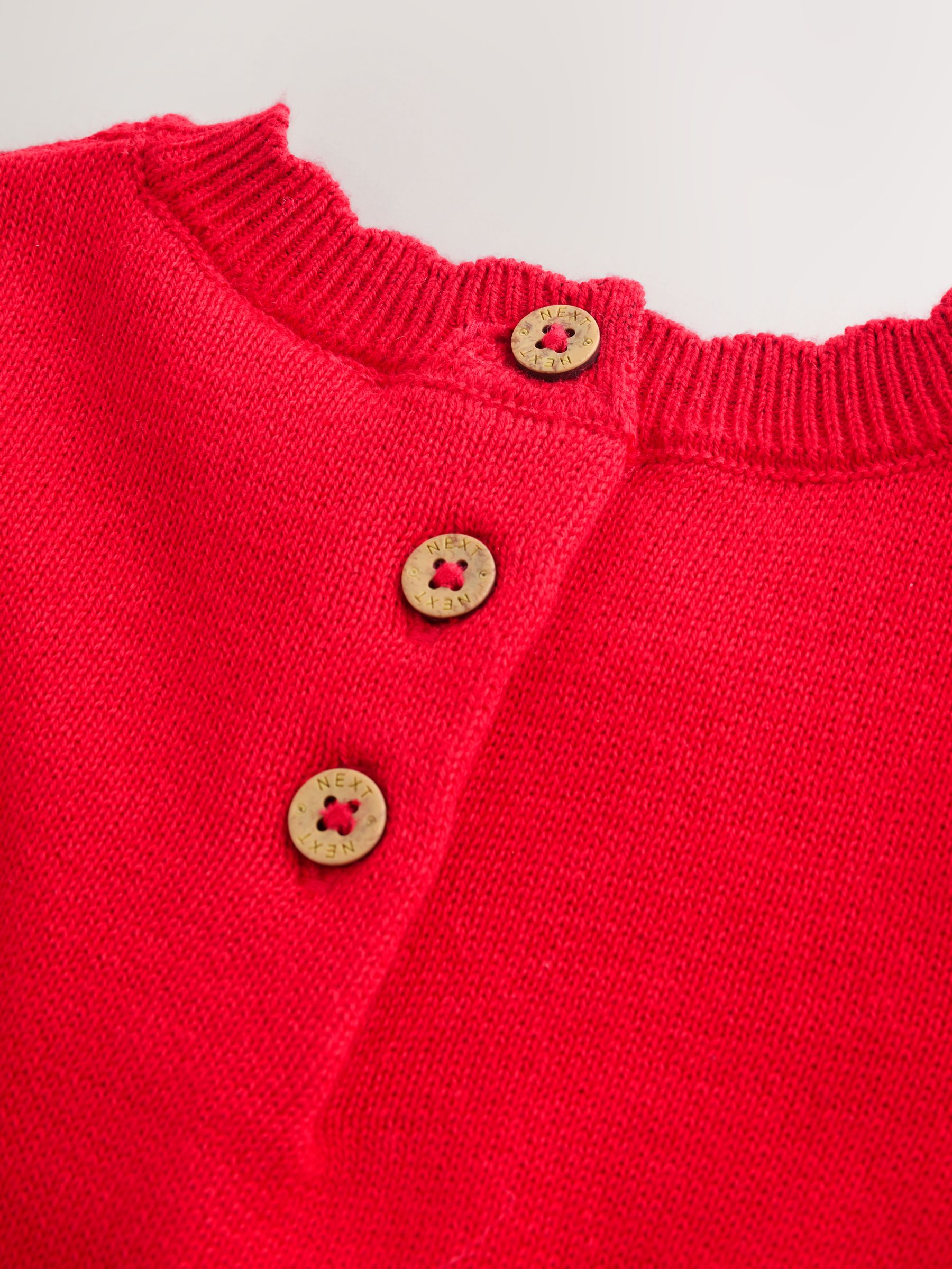 Rood - Twofer Gebreide Mesh Baby Jurk en Panty's 2 Pieces Set (0mths-2yrs)