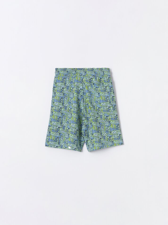 Bermuda jogger estampada - Azul