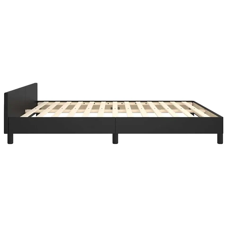 vidaXL - Bed frame met hoofdeinde zonder matras - Zwart - Kunstleer - 180x200 cm