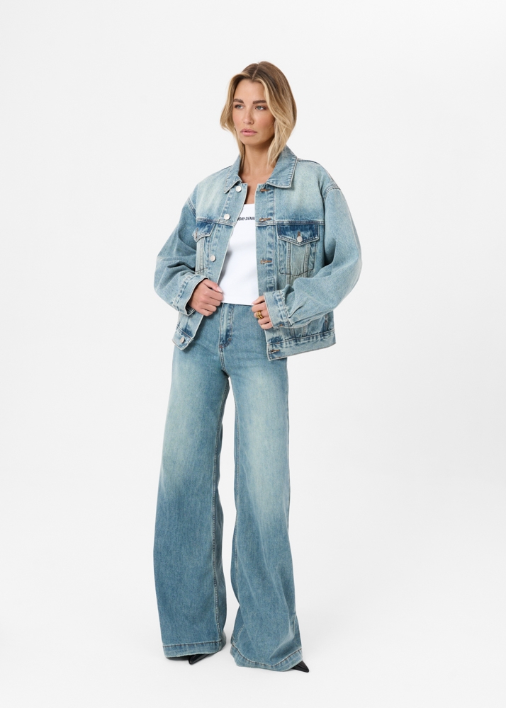 Boxy denim jacket smokey blauw