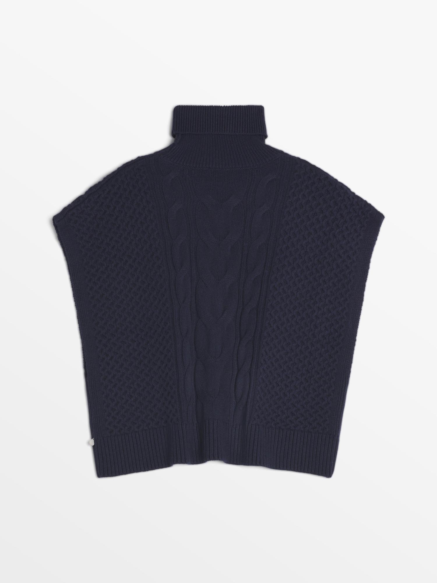 Poncho Court Femme Coton Laine Marine