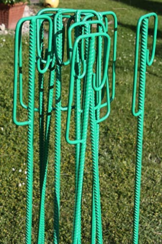 UVV-barrière touwhouder, groen geverfd lantaarnpaalijzer, 1200 mm, met wat lakschade / 1 set (10 houders)