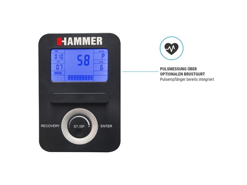 HAMMER Rudergerät Pro Force II Fitnessgerät mit einem modernem Trainingscomputer