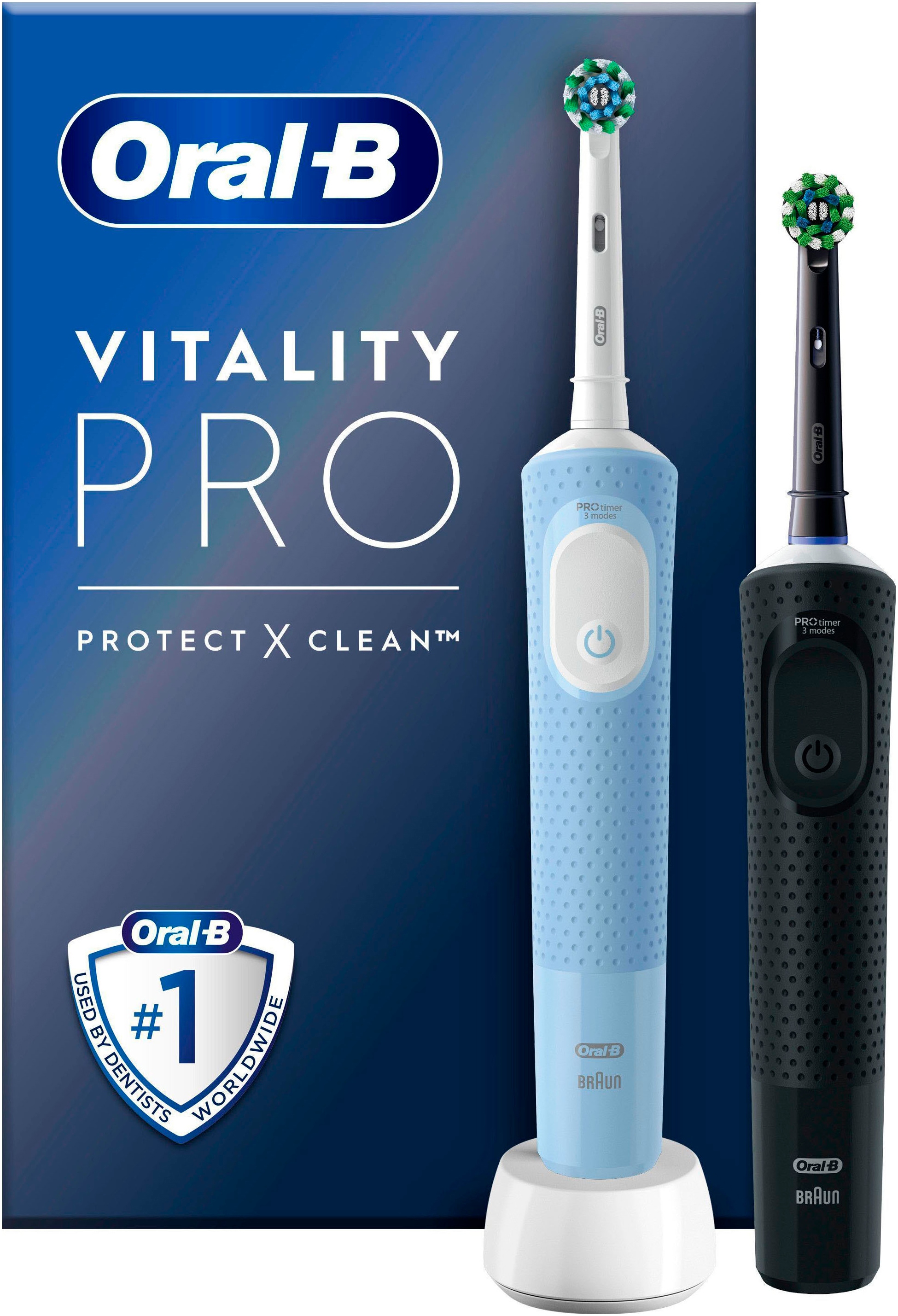 Oral-B Elektrische Zahnbürste »Vitality Pro Doppelpack« 2 Stk. Aufsteckbürsten Indikator-Borsten