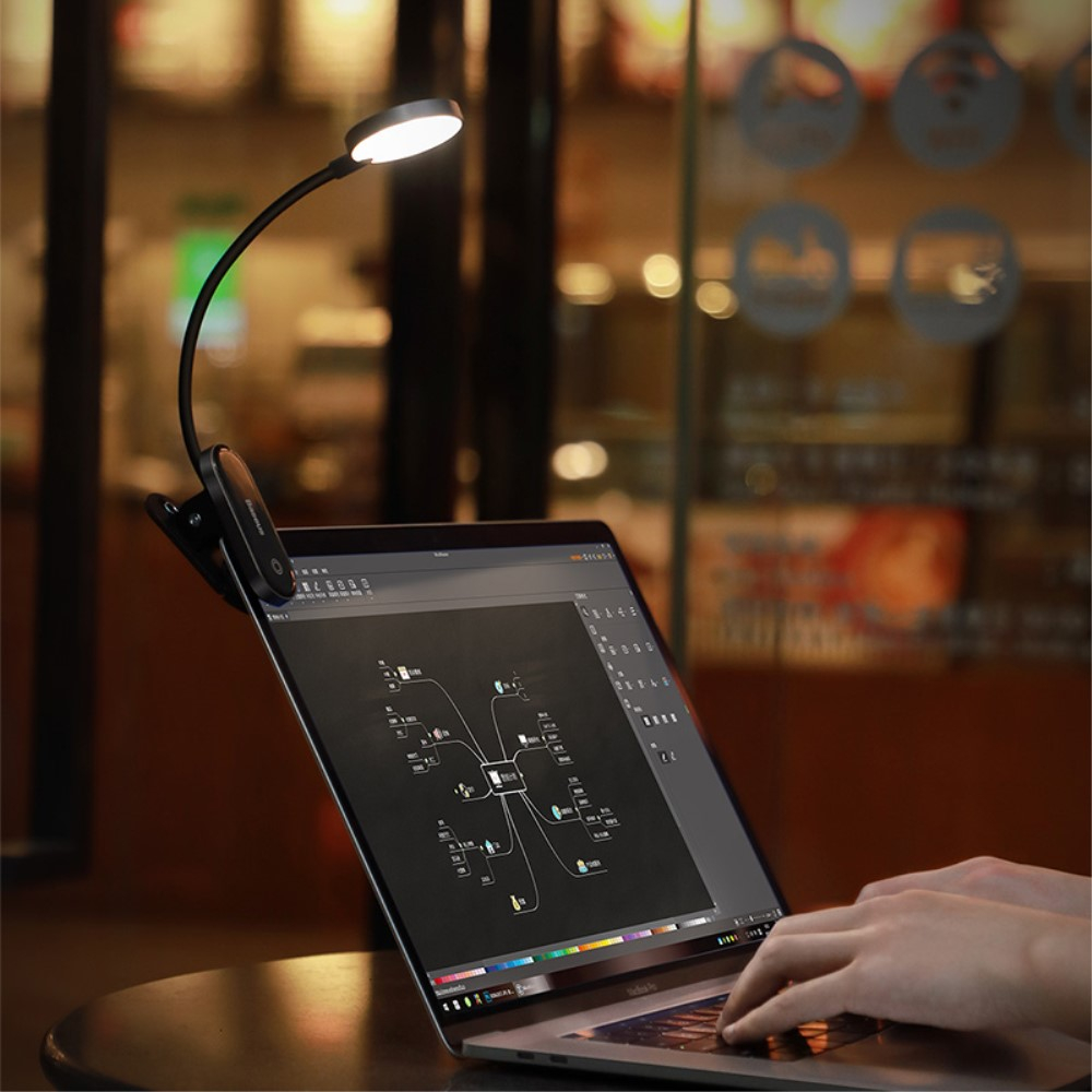 (5V/3W) 29cm Flexible Mini Clip LED Lese Lampe mit Touch Control (Akku 350mAh) - Schwarz