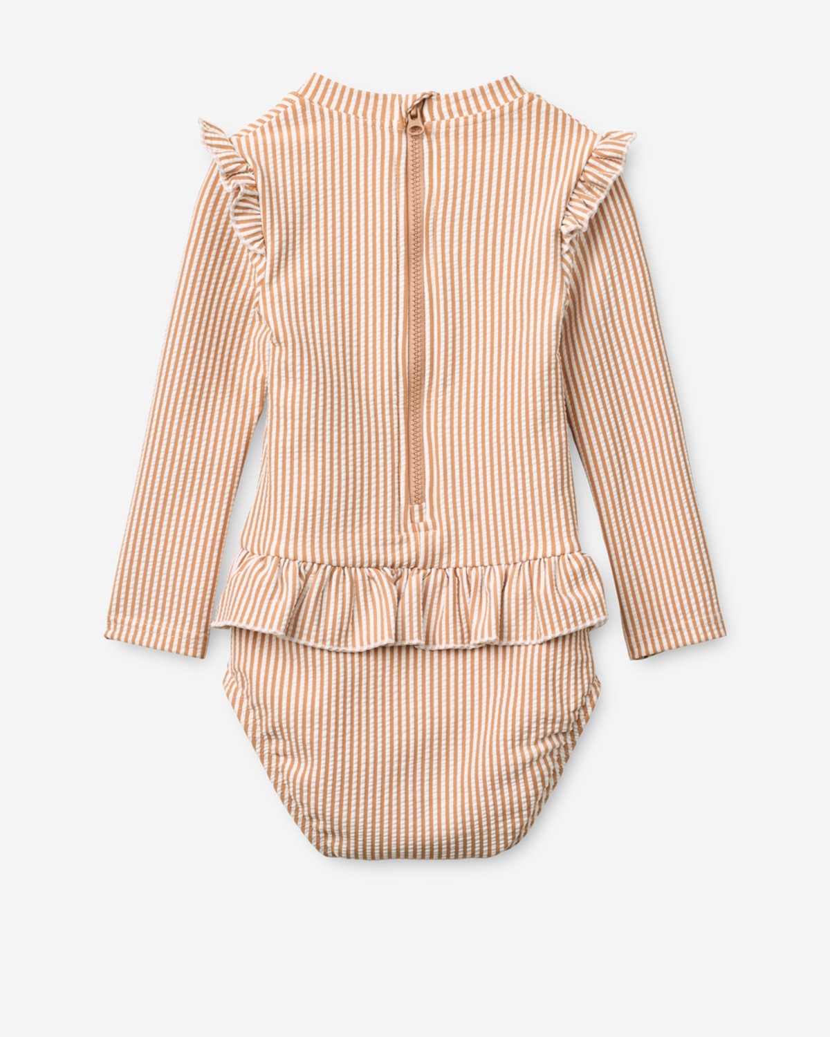 Badedrakt med Armer og Volanger – UV drakt UPF 40+ | Sille Baby Seersucker Swimsuit