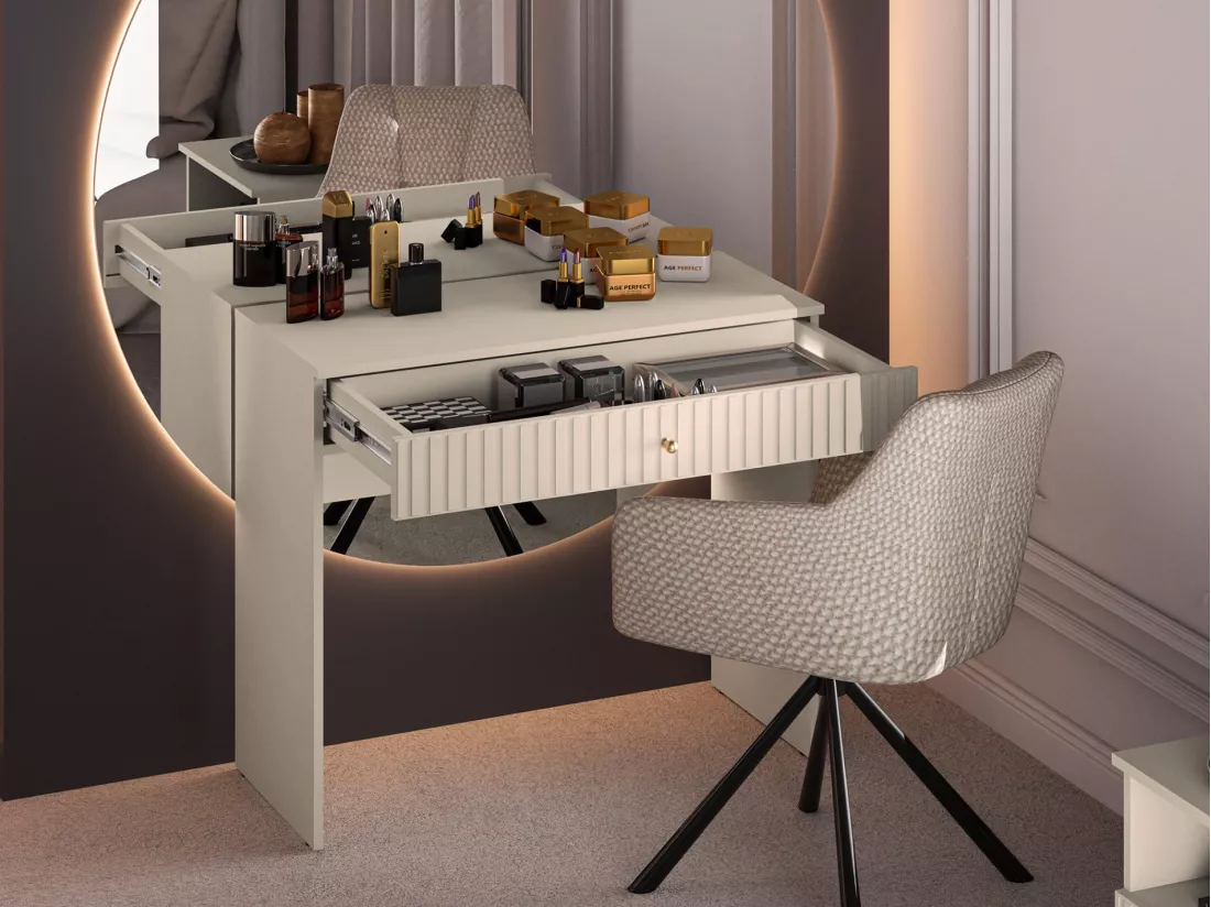 Coiffeuse avec tiroir - 92 cm - beige - CALETTO
