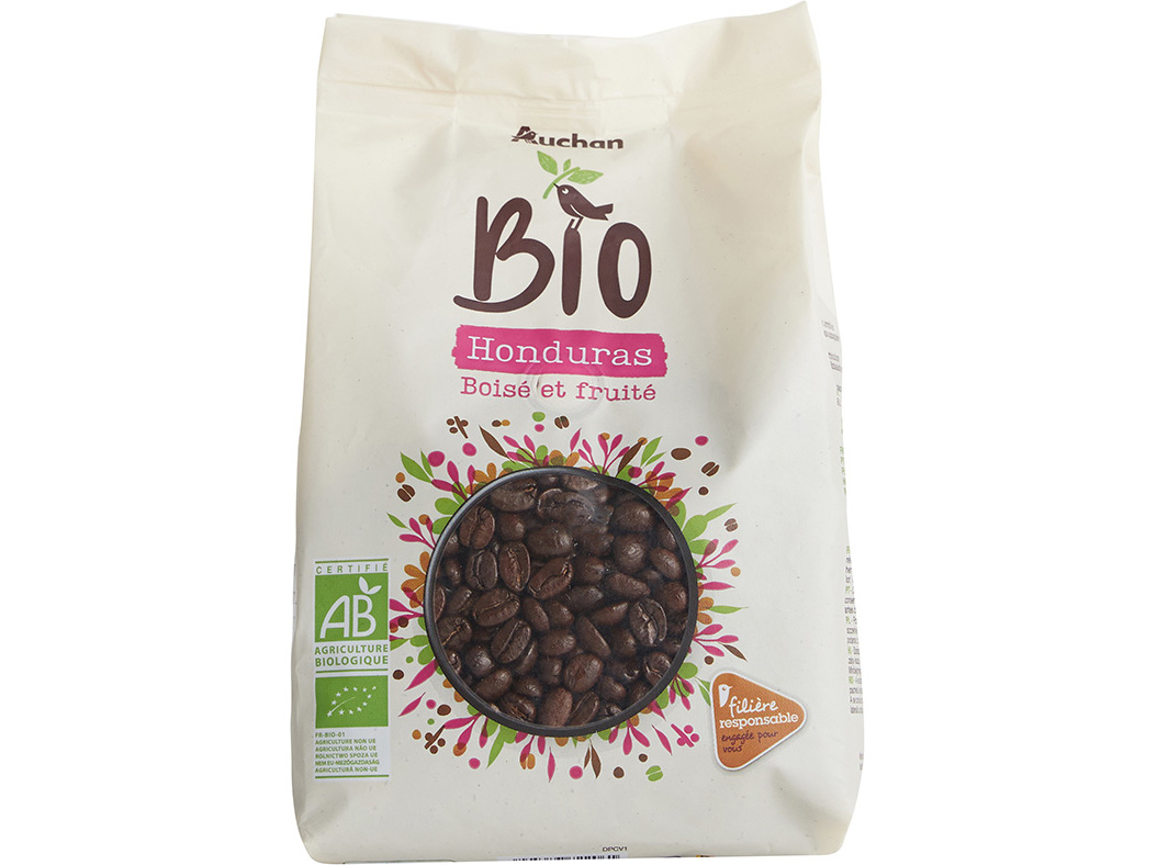 CAFÉ EM GRÃO AUCHAN BIO ORIGEM HONDURAS CULTIVAMOS O BOM 500G