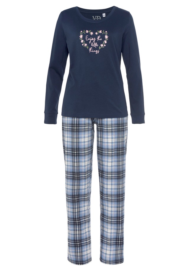 Vivance Dreams Pyjama 2 Stück, 4 Stk. tlg., mit Karo- und Blumendruck im Doppelpack