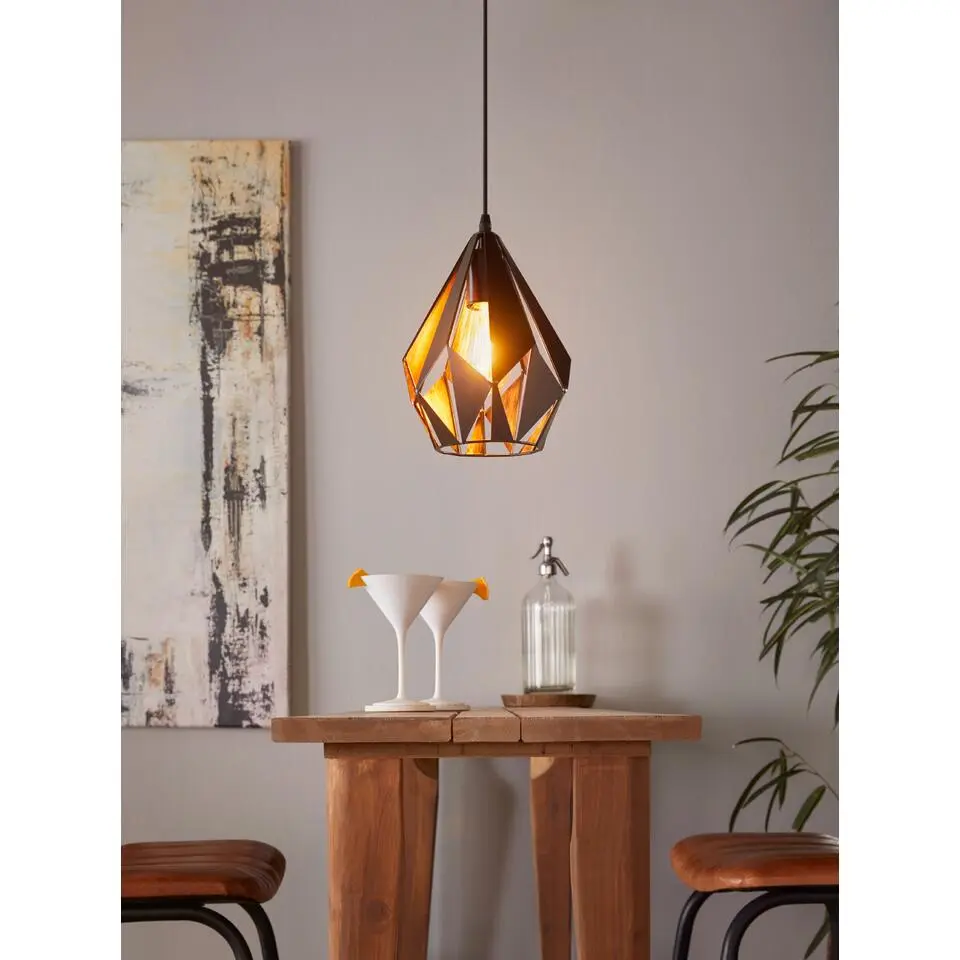 EGLOCarlton1Hanglamp-E27-Ø20,5cm-Zwart/Koper