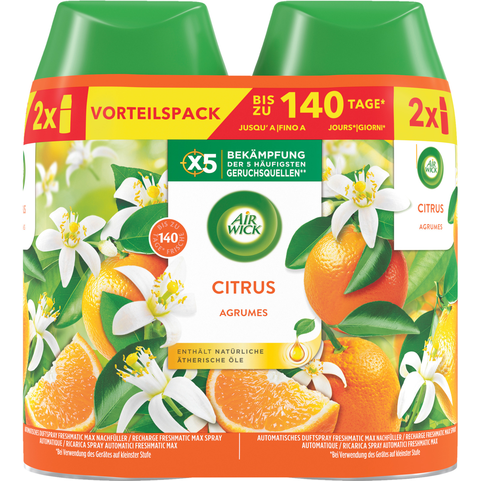 Air Wick Pure Automatisches Duftspray Freshmatic Max Nachfüller Citrus 2 x 250 ml