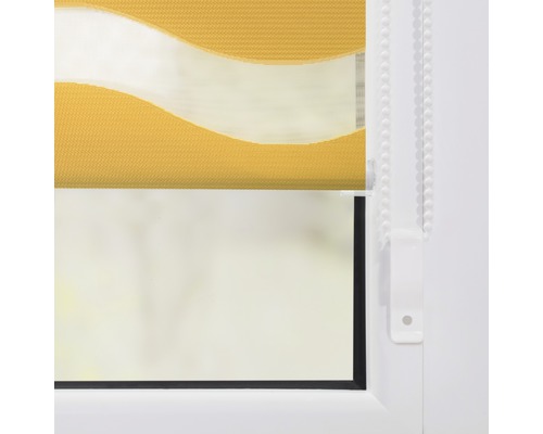 Lichtblick dubbel rolgordijn, zonder boren, mosterdgeel, 45x150 cm, inclusief klembeugels