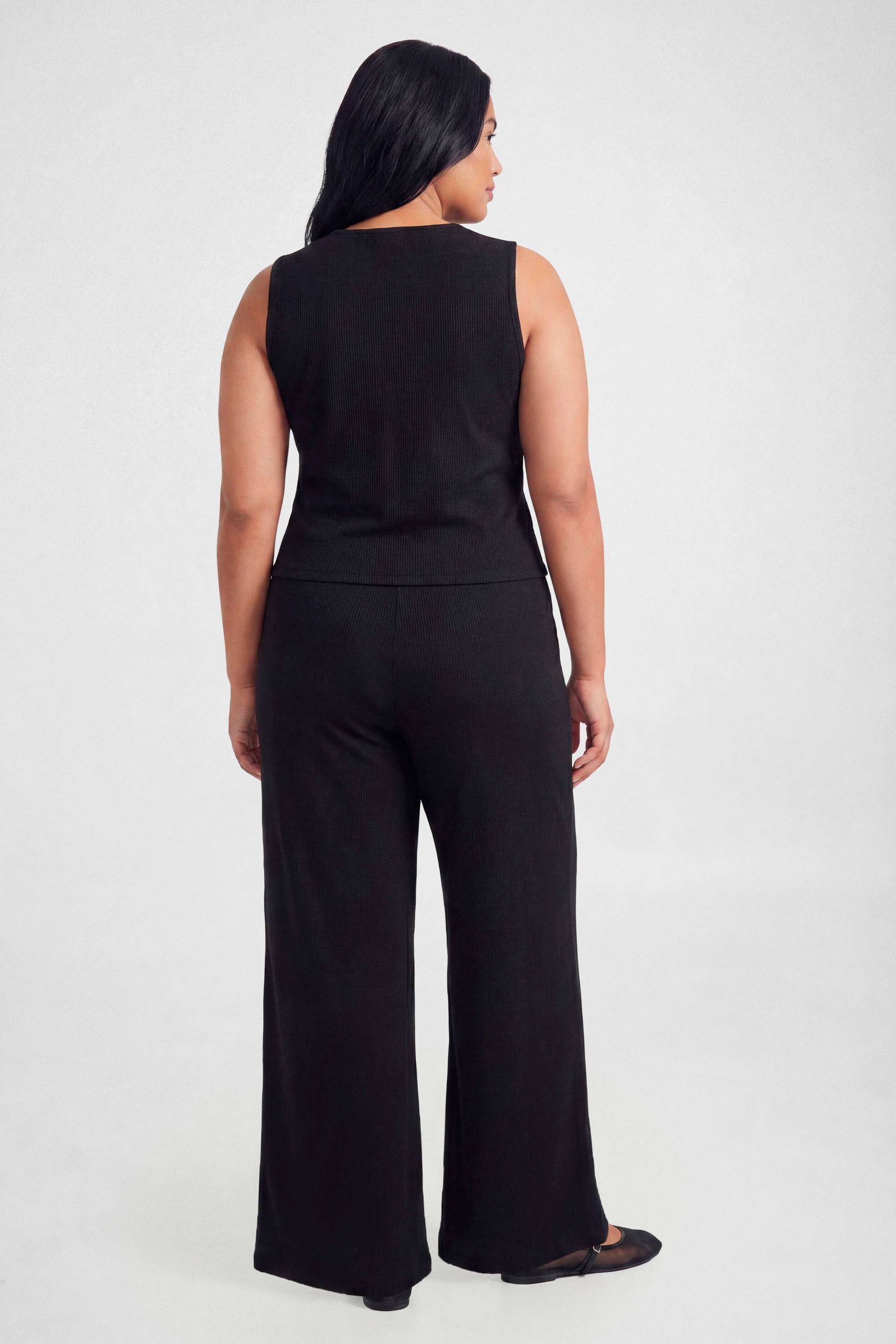 boohoo Ensemble Coordonné Grande Taille Haut Côtelé À Boutons Et Pantalon