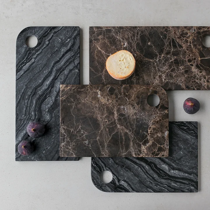 Mette Ditmer - Marble Schneidebrett, 18 x 38 cm, schwarz / grau