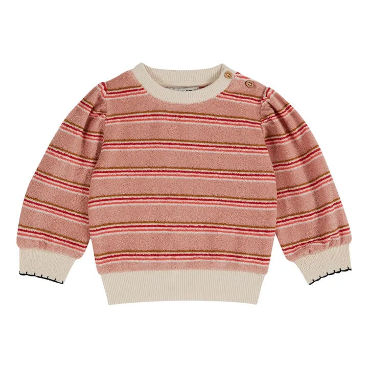 Emile et Ida Sweat Rayé Eponge | Rose