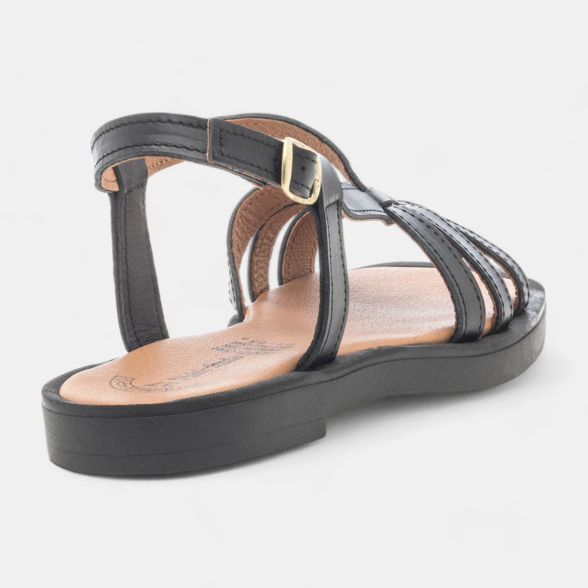 Nu-pieds Femme en cuir noir