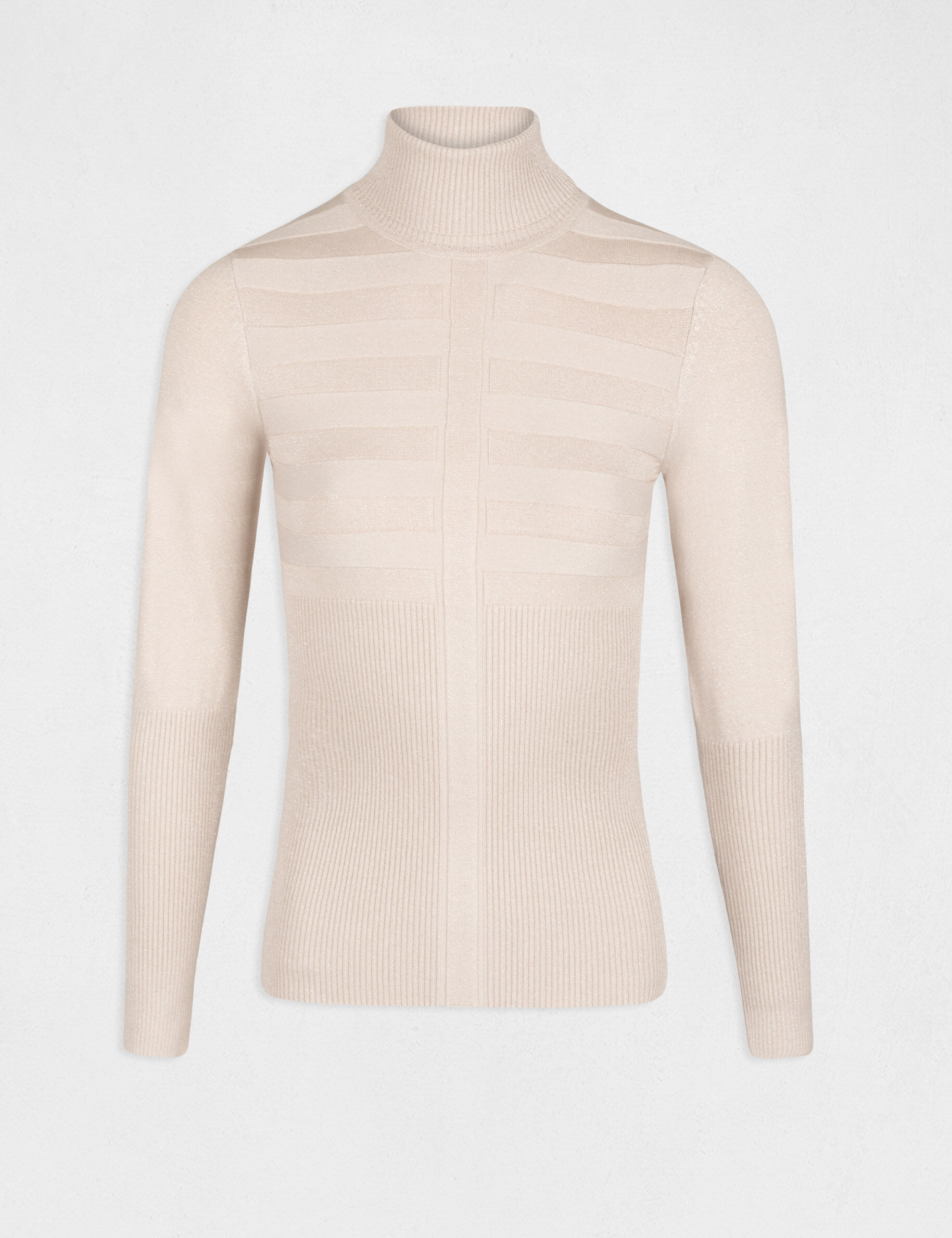 Pull manches longues à col roulé rose pale femme - rose_pale