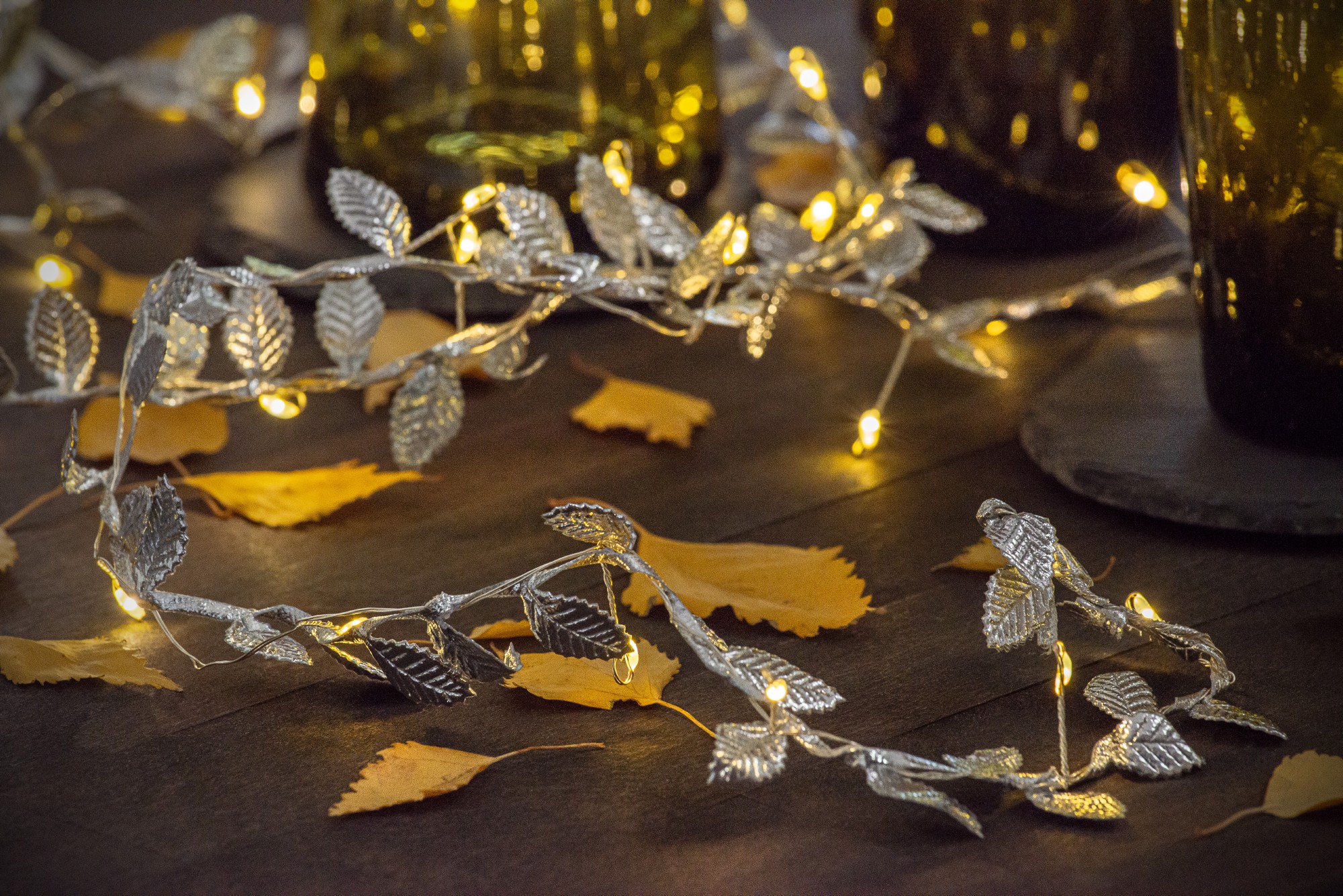 Lichterkette 'Leaves' silber 2 m, batteriebetrieben von fischer's lagerhaus