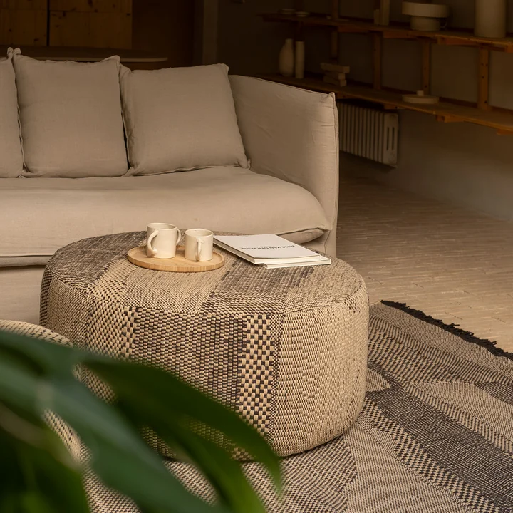 nanimarquina - Wabisabi Pouf, Ø 40 x H 43 cm, small, knochenweiss