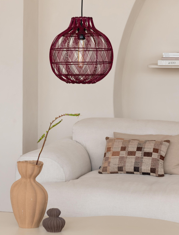 Good&Mojo Mendoza hanglamp Ø35 naturel/burgundy