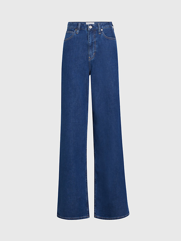 Calça jeans de cintura alta com pernas largas