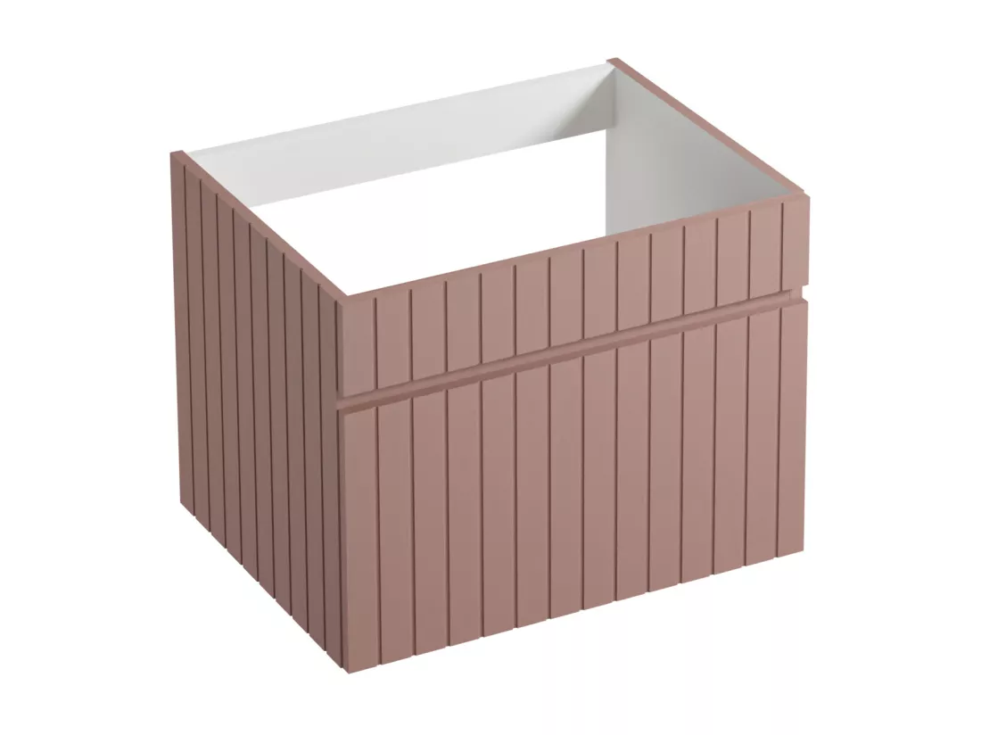 Meuble sous vasque suspendu strié rose - 60 cm - SATARA